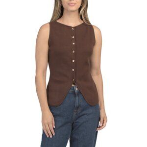 SONG OF STYLE Chocolate Solid Long Sweater Vest